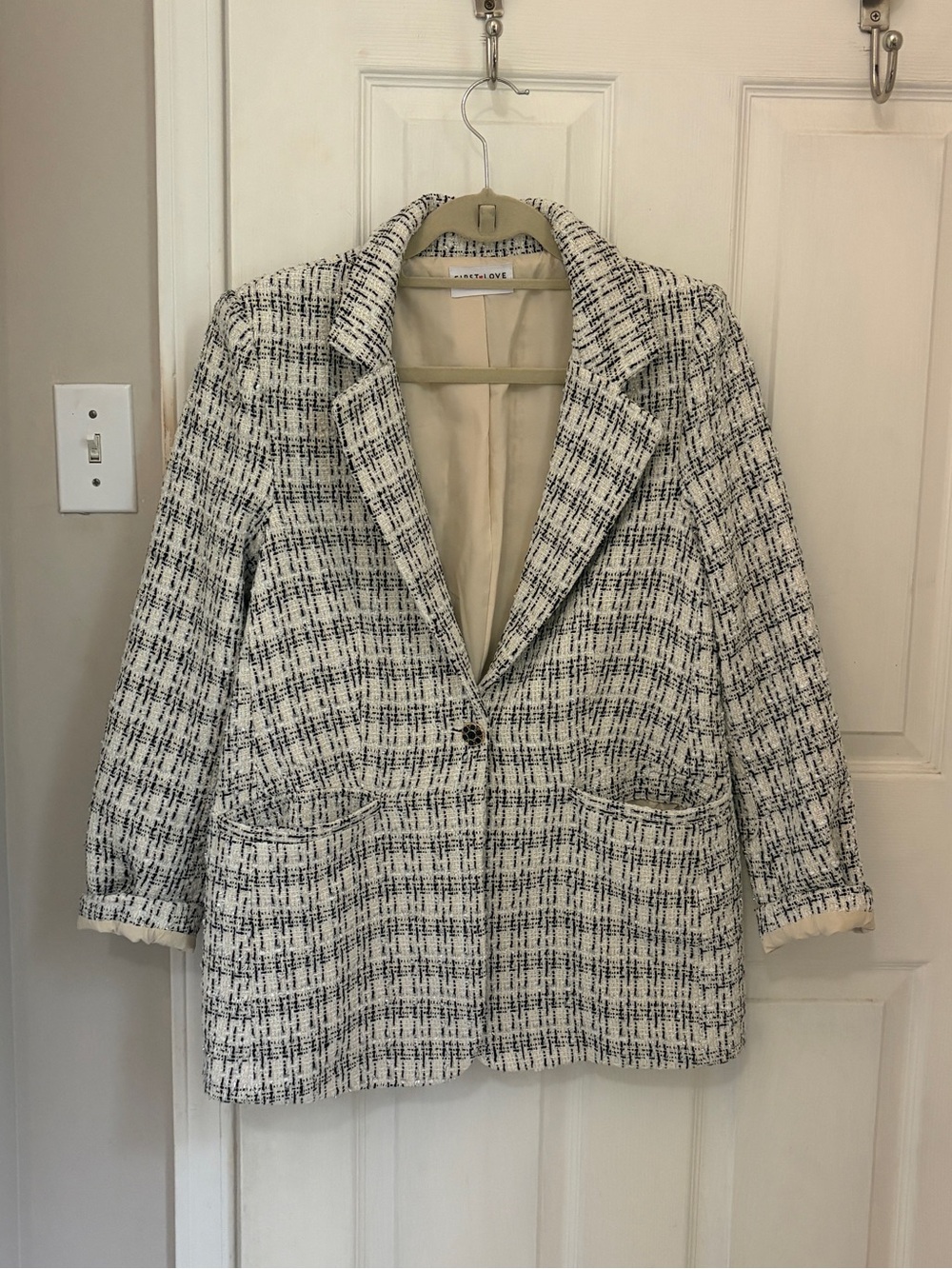 FIRST LOVE by Lovelyn Women’s Blazer Jacket with Silver Shimmer